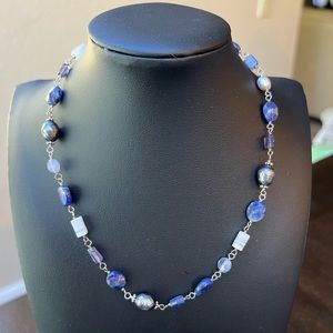 Silpada Designs sterling silver necklace with sodalite, chalcedony & pearls.